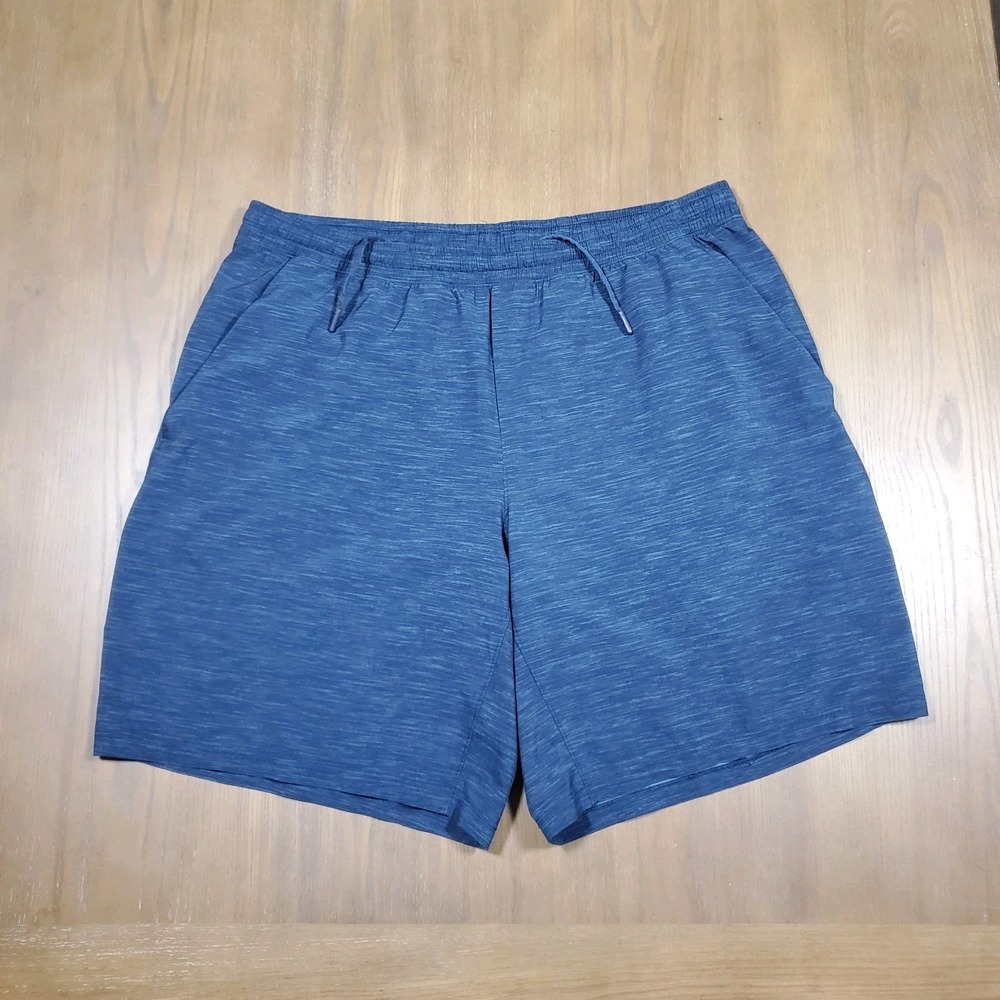 Lululemon Men's‎ Athletic Shorts Dark Blue XL Mesh Knit Drawstring Zipper Pocket